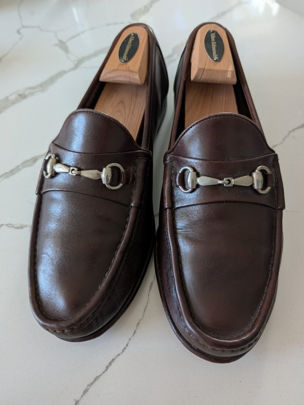 Allen Edmonds Verona Bit Leather Brown Dress Loafer 10 W EEE new soles